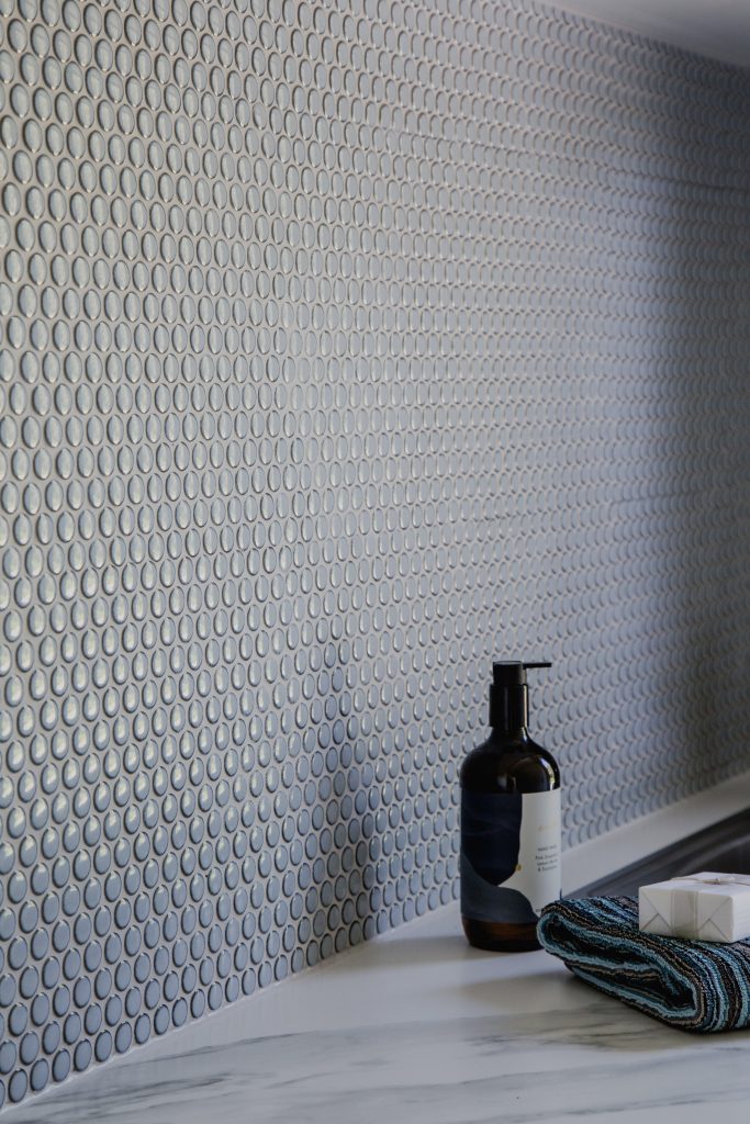 Textured penny round tiles